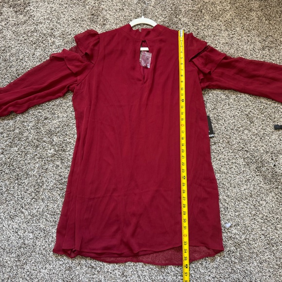 NWT Express Red Chiffon Long Sleeve Shift Dress - Picture 11 of 15